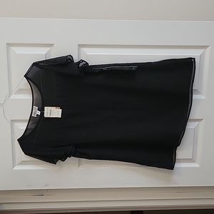 Womens black dress top, sheer top, bling sleeves, never worn, size 14